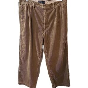 Vintage Polo Ralph Lauren Andrew Pants Mens 36x26 Corduroy Pleated Brown Khaki
